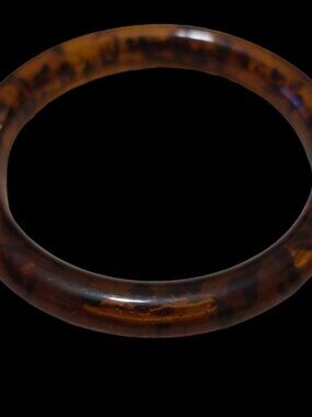 Vintage Bakelite Bangle Bracelet Dark Translucent Brown and Black L6